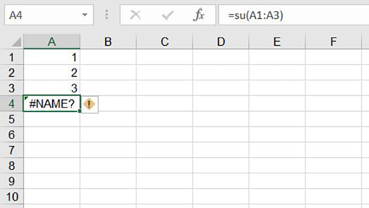 Lỗi #NAME? sai công thức SUM