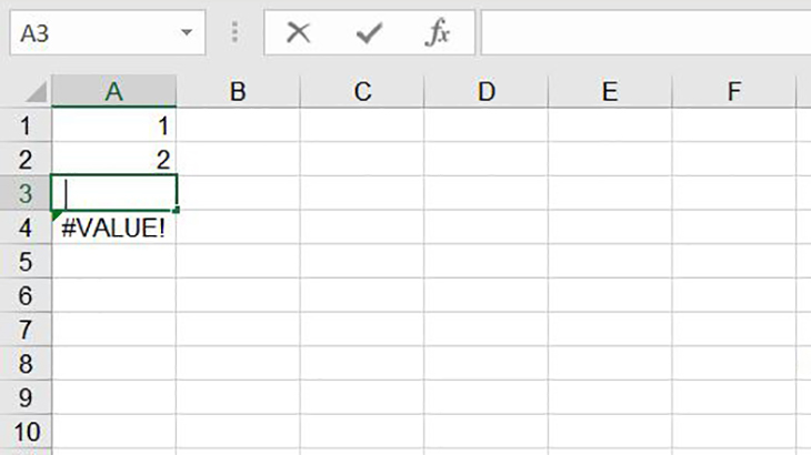 Lỗi #VALUE! do khoảng trắng