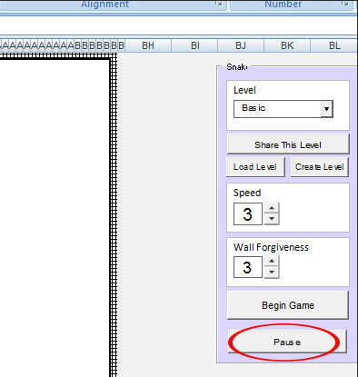 Tạm dừng chơi game trên Excel