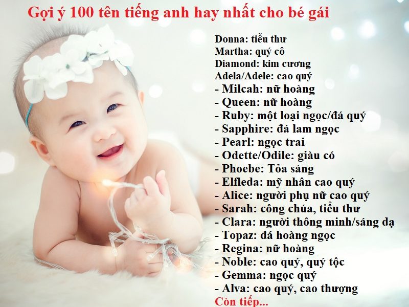 Cách đặt tên tiếng anh cho bé gái đáng yêu, dễ thương và ý nghĩa nhất. Đặt tên tiếng anh cho bé gái sao cho sang chảnh