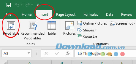 cach-su-dung-pivottable-de-phan-tich-du-lieu-excel-2 Nhấn chọn công cụ thống kê Pivottable