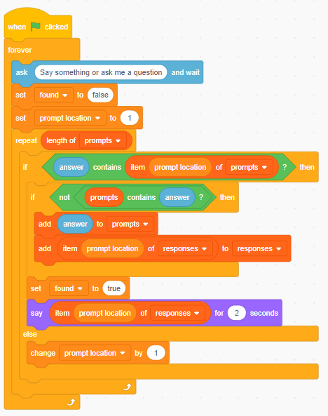 Cập nhật phiên bản cho chatbot trong Scratch