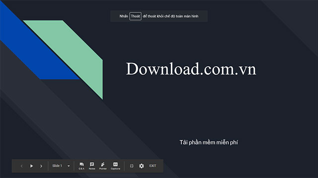 Giao diện file khi chạy trên Google Slide
