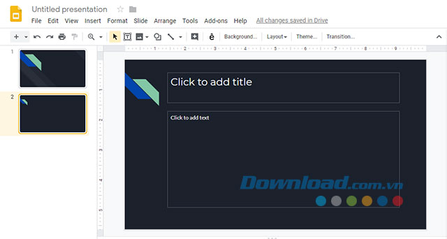 Thêm trang mới trên file Google Slide