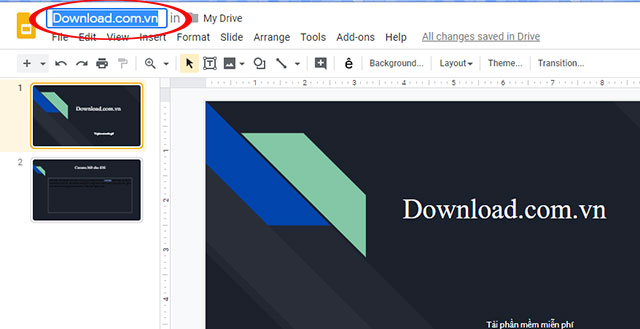 Đặt tên file trình chiếu