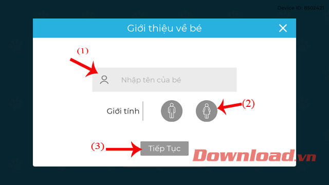 Nhập tên và giới tính