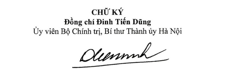 Chữ ký ông Đinh Tiến Dũng