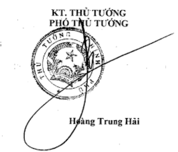 Chữ ký ông Hoàng Trung Hải