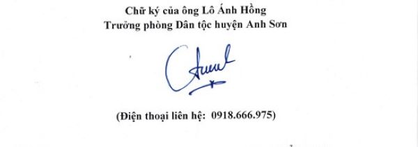 Chữ ký ông Lô Ánh Hồng