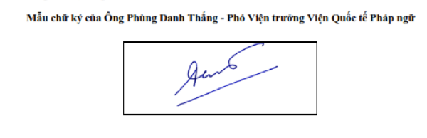 Chữ ký ông Phùng Danh Thắng