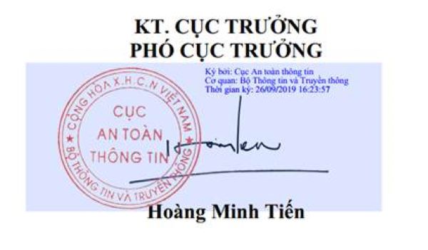 Chữ ký ông Hoàng Minh Tiến