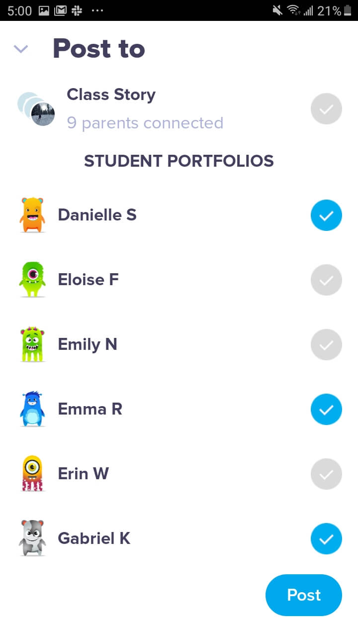 classdojo-android-quay-video-4 Danh sách học sịn trong lớp học ClassDojo
