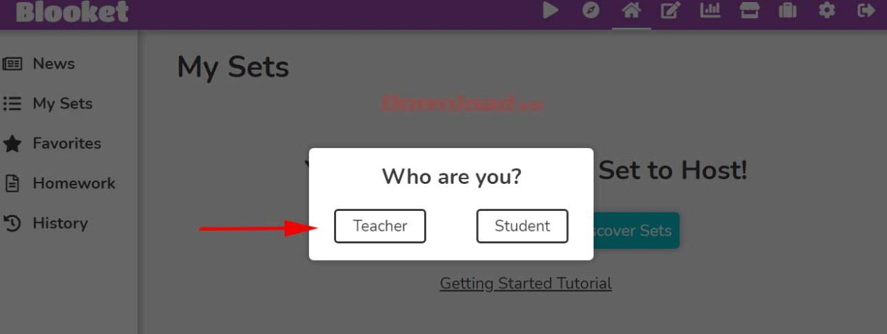 <p>4. Bạn đã đăng ký tài khoản Blooket thành công. Giờ hãy chọn kiểu tài khoản bạn muốn: <strong>Teacher</strong>