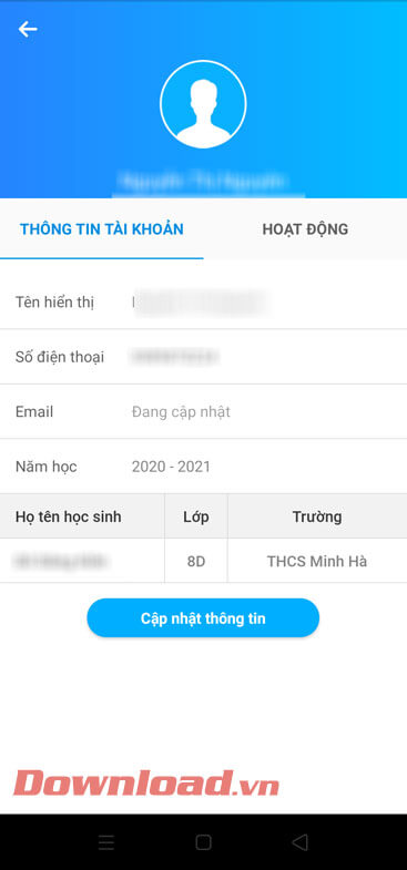 Toàn bộ thông tin của học sinh