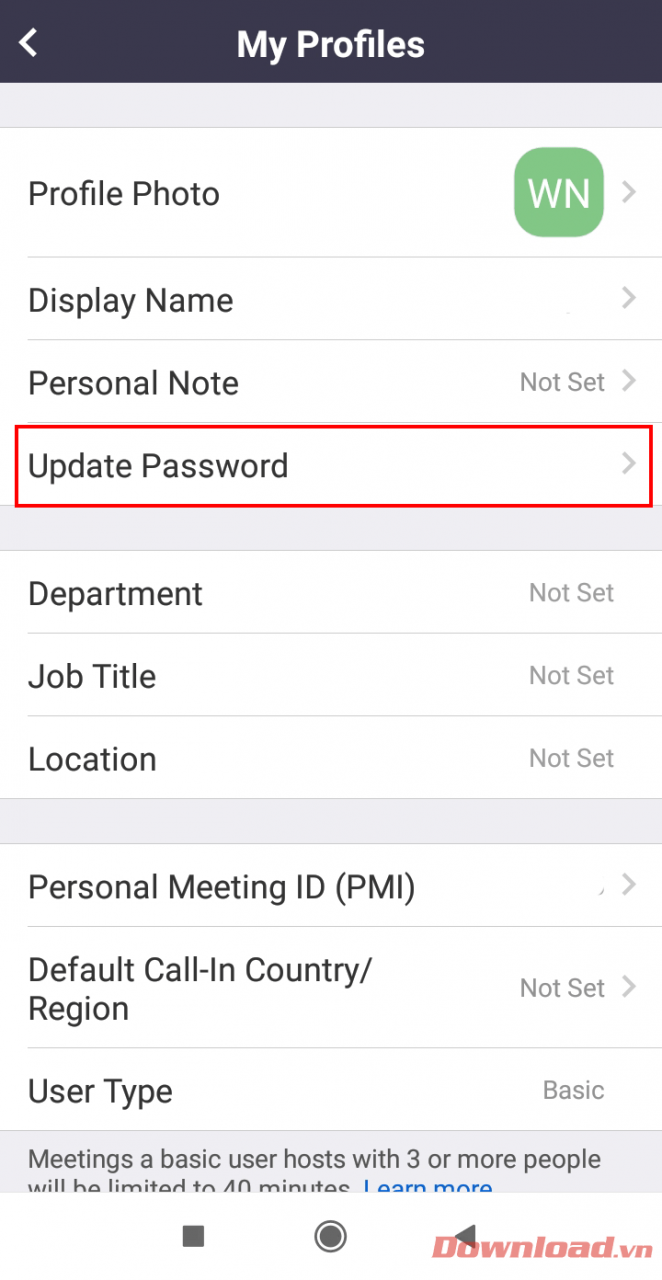Update Password