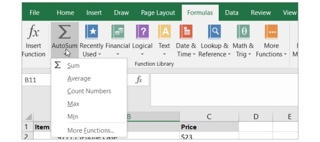 Hàm Sum trong Excel