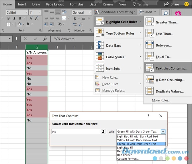 Định dạng theo điều kiện trên Microsoft Excel