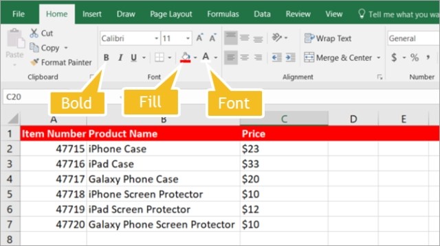 Định dạng bảng tính excel