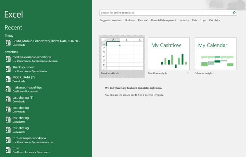 Mở một bảng tính Excel