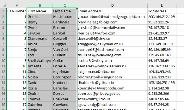 Gộp cột trong Excel