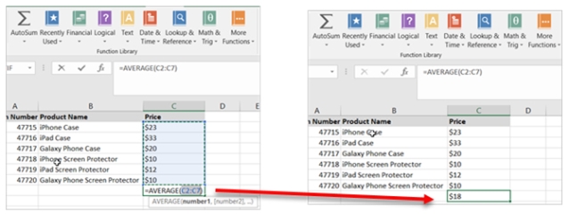 Excel có thể tự tính trung bình