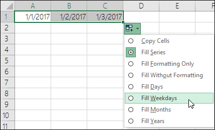 fill-handle-excel Điền ngày liên tiếp trong Excel