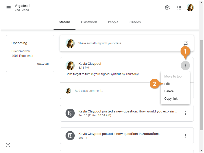 google-classroom-post-announcements-edit Chỉnh sửa thông báo trên Google Classroom