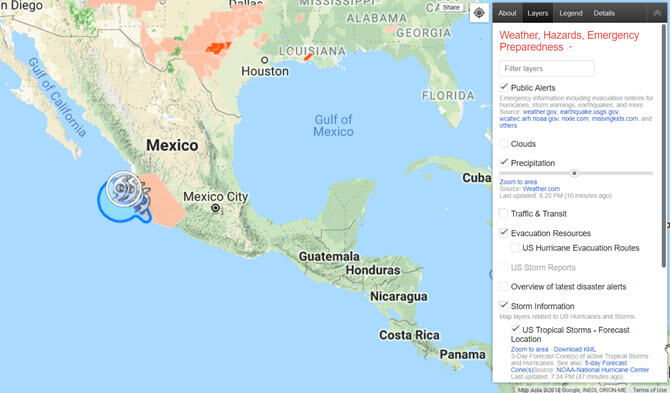 google-crisis-map Bản đồ cảnh báo thiên tai của Google Earth