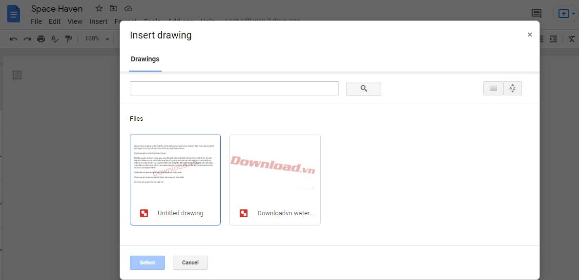 google-docs-watermark-12 Chọn nguồn là Google Drive