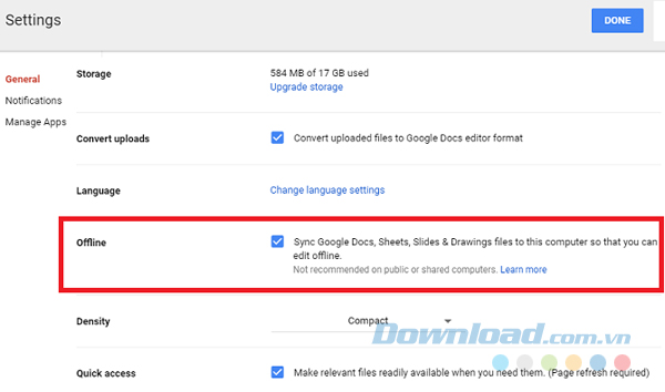 Thiết lập Google Drive