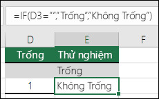Hàm IF so sanh dữ liệu trống