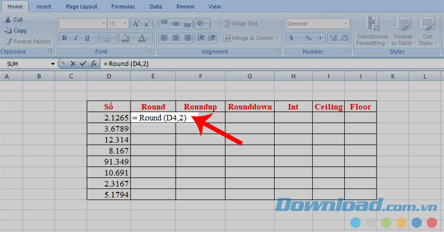Công thức hàm Round
