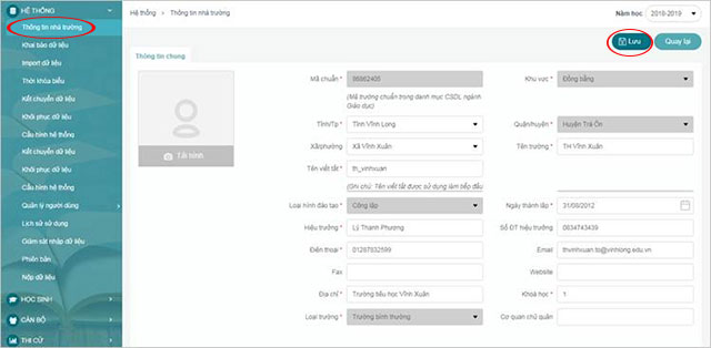 Cách sửa thông tin nhà trường trên SMAS