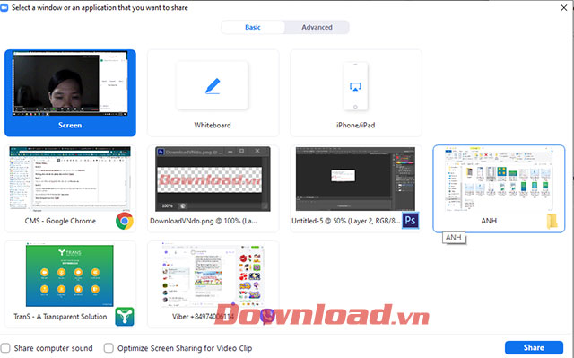 Chia sẻ file trên TranS