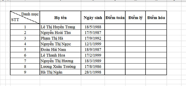 Viết chữ lên ô tam giác vừa chia bằng đường chéo trên Excel