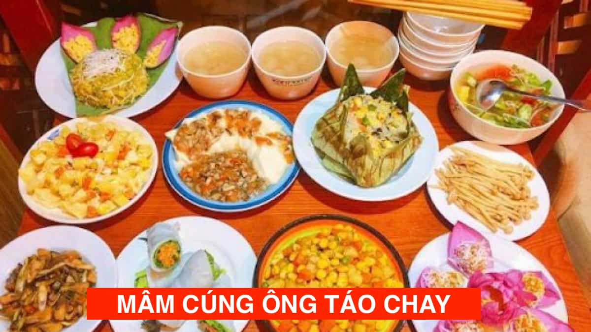 Mâm cơm chay cúng ông Táo