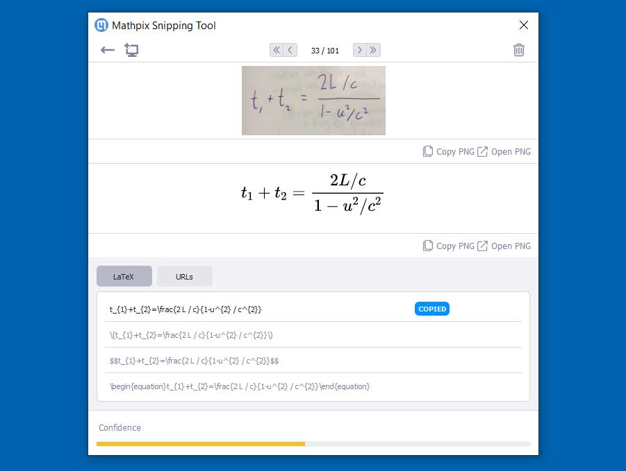 Kết quả hiện trên Mathpix Snip