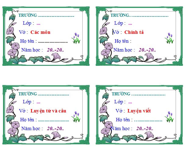 Tải mẫu nhãn vở cho giáo viên