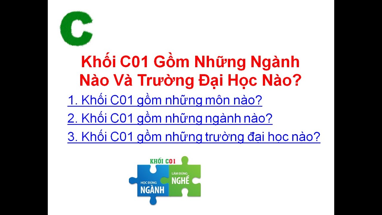 Khối C01 Gồm Những Ngành Nào Và Trường Đại Học Nào? @Hướng Nghiệp Vương  Hiền - YouTube