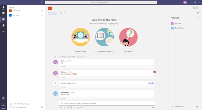 Giao diện Microsoft Teams