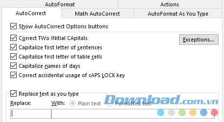 Autocorrect trong Microsoft Word
