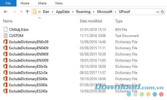 Loại bỏ từ trong từ điển Microsoft Word