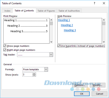 Custom Table of Contents