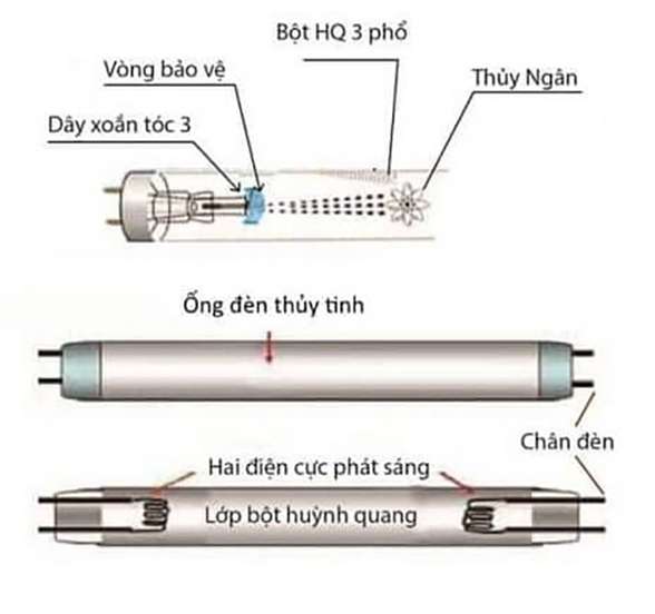 Cấu tạo của một bóng đèn huỳnh quang