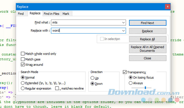 Thay thế từ hoặc văn bản trong nhiều file