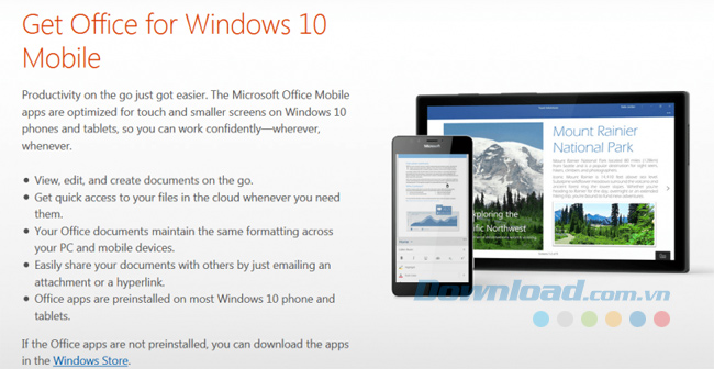 Sử dụng các ưng dụng văn phòng cho di động