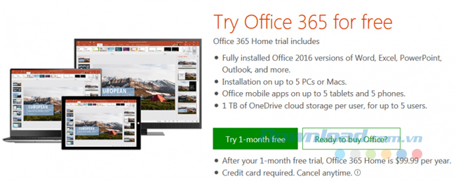 30 ngày dùng thử Office 365