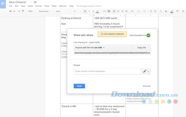 Lên kế hoạch sử dụng Google Docs