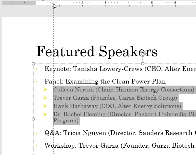 powerpoint-indent-marker-select Chọn đoạn muốn thụt lề đầu dòng