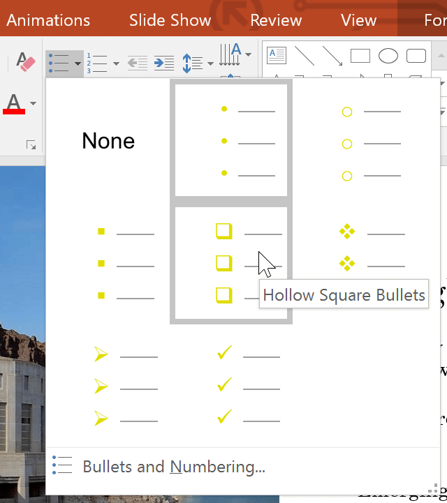powerpoint-lists-bullet-command-2 Trỏ chuột qua kiểu bullet bạn muốn